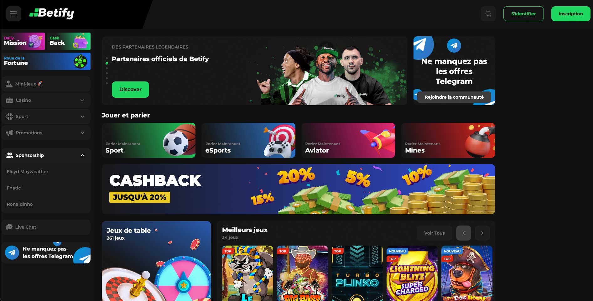 Bonus de bienvenue sur le casino en ligne Betify
