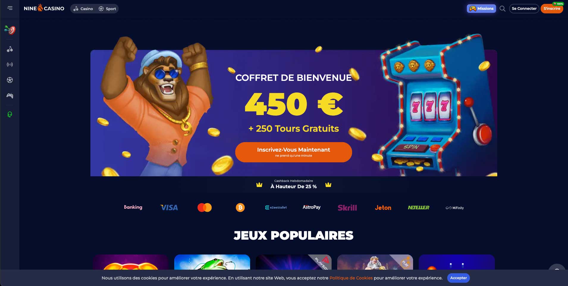 bonus de bienvenue casino Nine