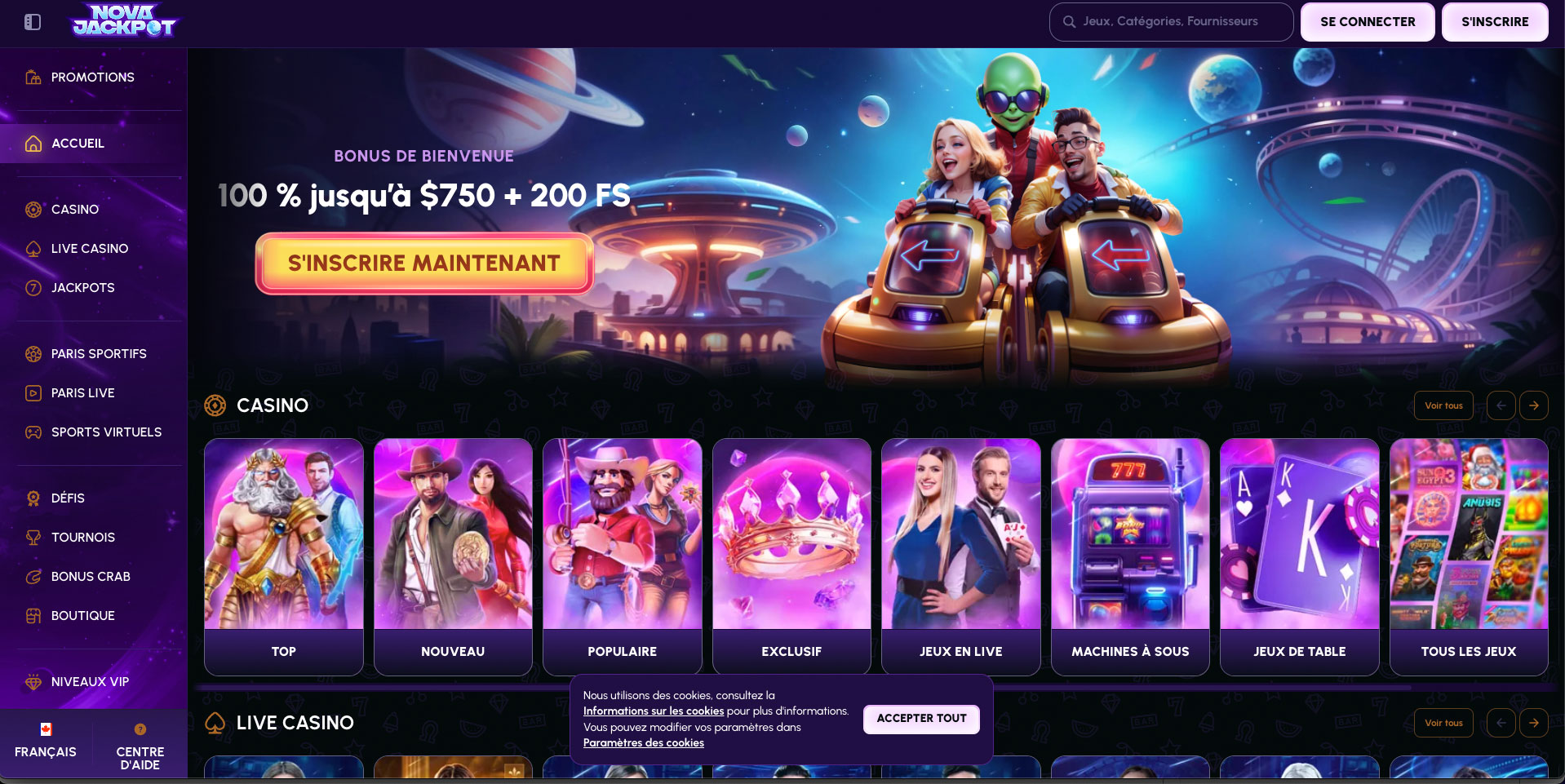 bonus casino NovaJackpot